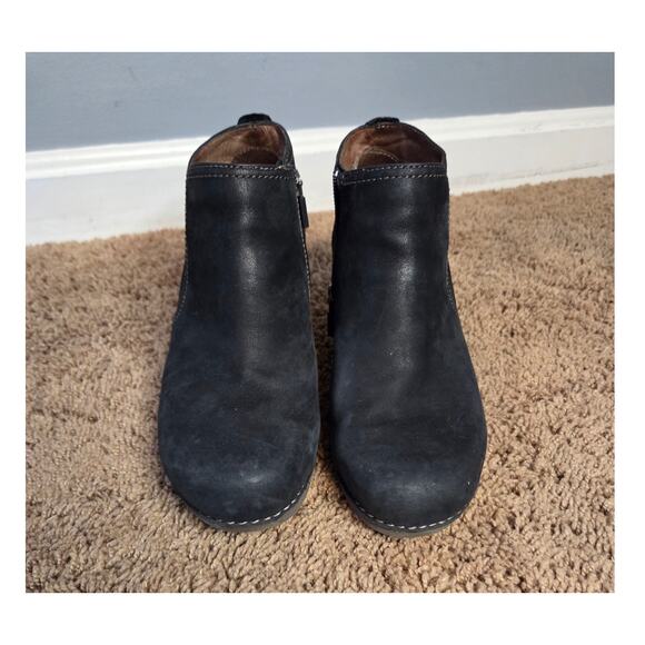 Dansko susan wedge bootie ankle heeled comfort shoe black nubuck leather 37 - Picture 2 of 9